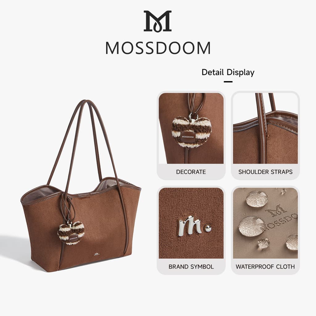MOSSDOOM Vione Bag กระเป๋าสะพายไหล่ขนาดใหญ่ สำหรับผู้หญิง สีโดปามีน - 5
