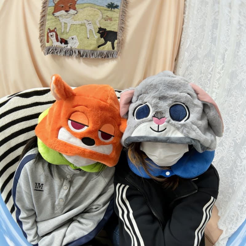 หมอนรูปการ์ตูน หมอนรองคอรูปตัวยู หน่วยความจำยืดหยุ่นนุ่มสบาย เหมาะสำหรับการเดินทางและพักผ่อน - 2