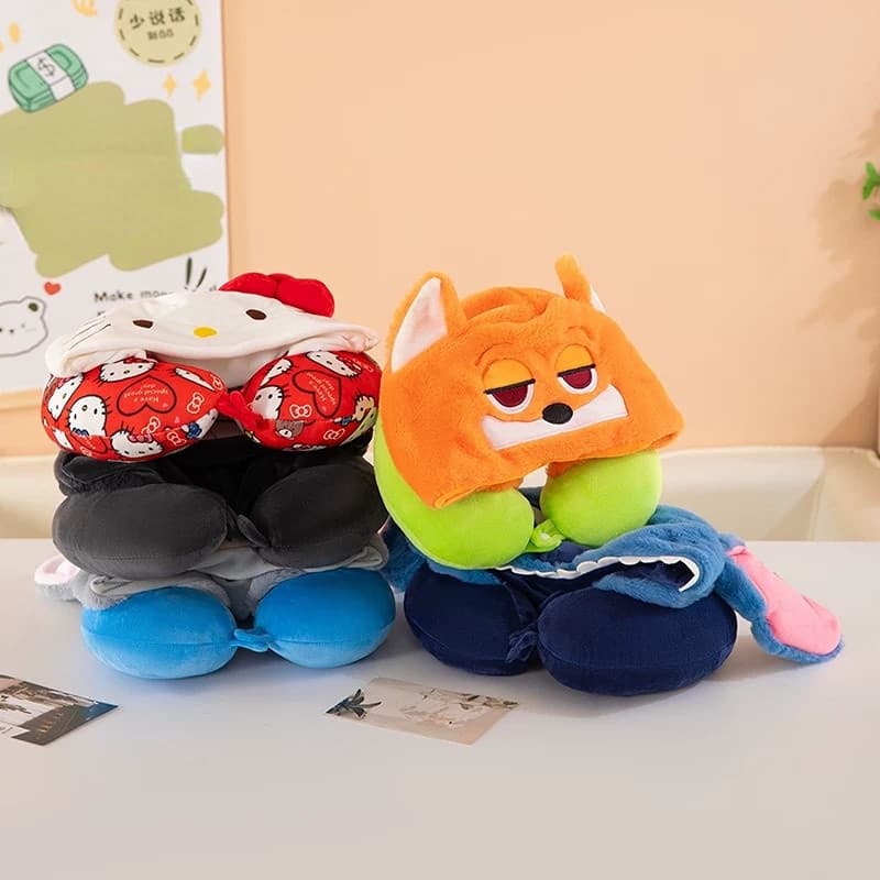 หมอนรูปการ์ตูน หมอนรองคอรูปตัวยู หน่วยความจำยืดหยุ่นนุ่มสบาย เหมาะสำหรับการเดินทางและพักผ่อน - 1