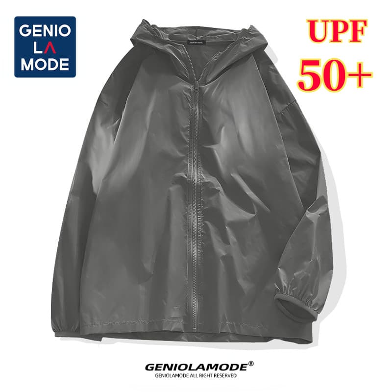 【จัดส่งจากกรุงเทพฯ】GENIO LAMODE เสื้อคลุมกันแดดมีฮู้ด กันน้ำกันฝน ผู้ชายและผู้หญิง UPF50+！！！ เสื้อกันแดดผ้าเย็นเหมือนไหมน้ำแข็ง เสื้อกันแดดกันยูวีสำหรับกลางแจ้ง น้ำหนักเบานุ่ม แห้งเร็วระบายอากาศดี M-4XL