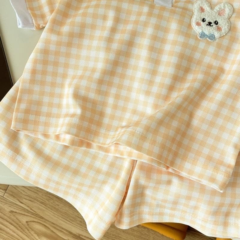 DOlemi Baby ชุดเสื้อ เสื้อแขนสั้น+ กางเกงขาสั้น ชุดเซตน่ารัก ลายสก็อต สไตล์เกาหลี ใหม่ สำหรับเด็กหญิง - 6