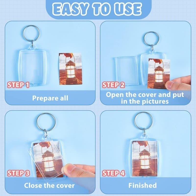 10/30/50 ชิ้น พวงกุญแจกรอบรูปเปล่าใสแบบกำหนดเอง / พวงกุญแจแบบแยกรูปอะคริลิค - 5