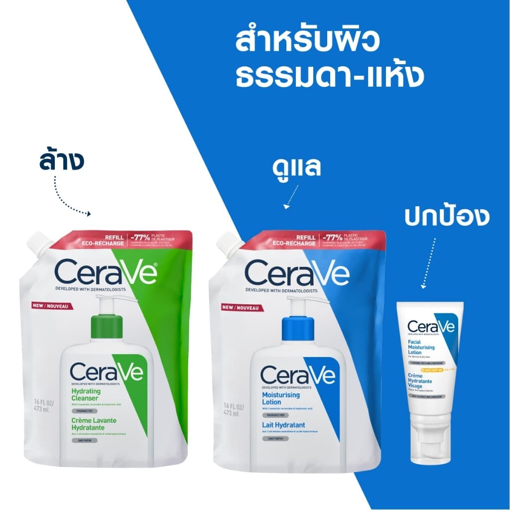 [รีฟิล] เซราวี CERAVE Moisturising Lotion โลชั่นบำรุงผิว ชุ่มชื้น เนื้อสัมผัสบางเบา 473ml - 4