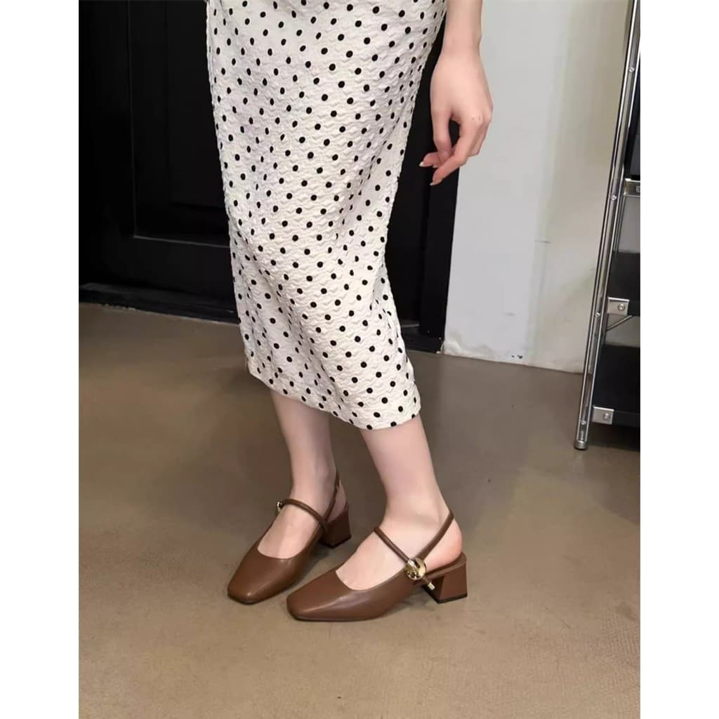 [LS] รองเท้าทำงานผู้หญิง รองเท้าส้นบล็อกสีขาว 2 นิ้ว สายข้อเท้า - สำหรับเจ้าสาว งานแต่ง ใส่ทำงาน ได้ - 6