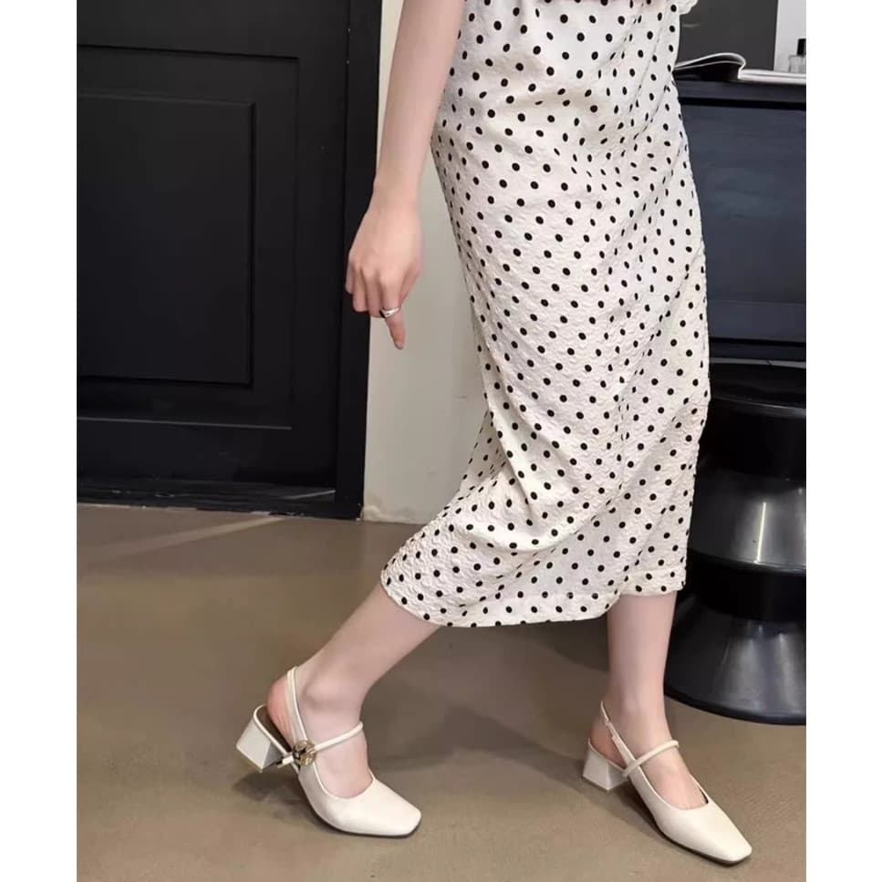 [LS] รองเท้าทำงานผู้หญิง รองเท้าส้นบล็อกสีขาว 2 นิ้ว สายข้อเท้า - สำหรับเจ้าสาว งานแต่ง ใส่ทำงาน ได้ - 4