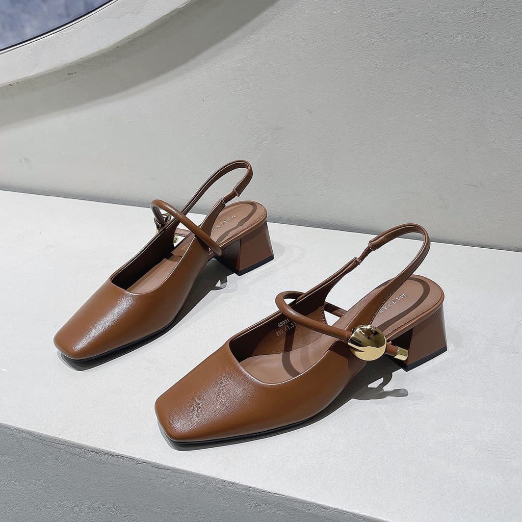 [LS] รองเท้าทำงานผู้หญิง รองเท้าส้นบล็อกสีขาว 2 นิ้ว สายข้อเท้า - สำหรับเจ้าสาว งานแต่ง ใส่ทำงาน ได้ - 1