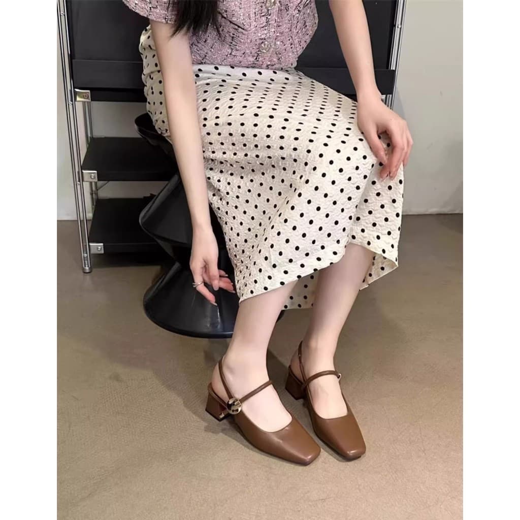 [LS] รองเท้าทำงานผู้หญิง รองเท้าส้นบล็อกสีขาว 2 นิ้ว สายข้อเท้า - สำหรับเจ้าสาว งานแต่ง ใส่ทำงาน ได้ - 5