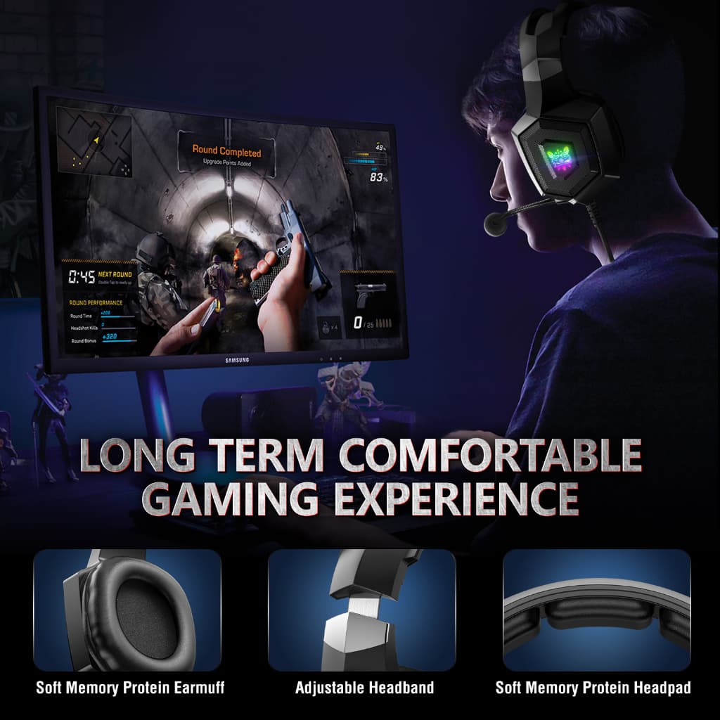 ONIKUMA K8 RGB Gaming Headset หูฟังเกมมิ่งใช้งานได้ทั้ง PC / Mobile / PS4 / XBOX / Nintendo-SW - 2