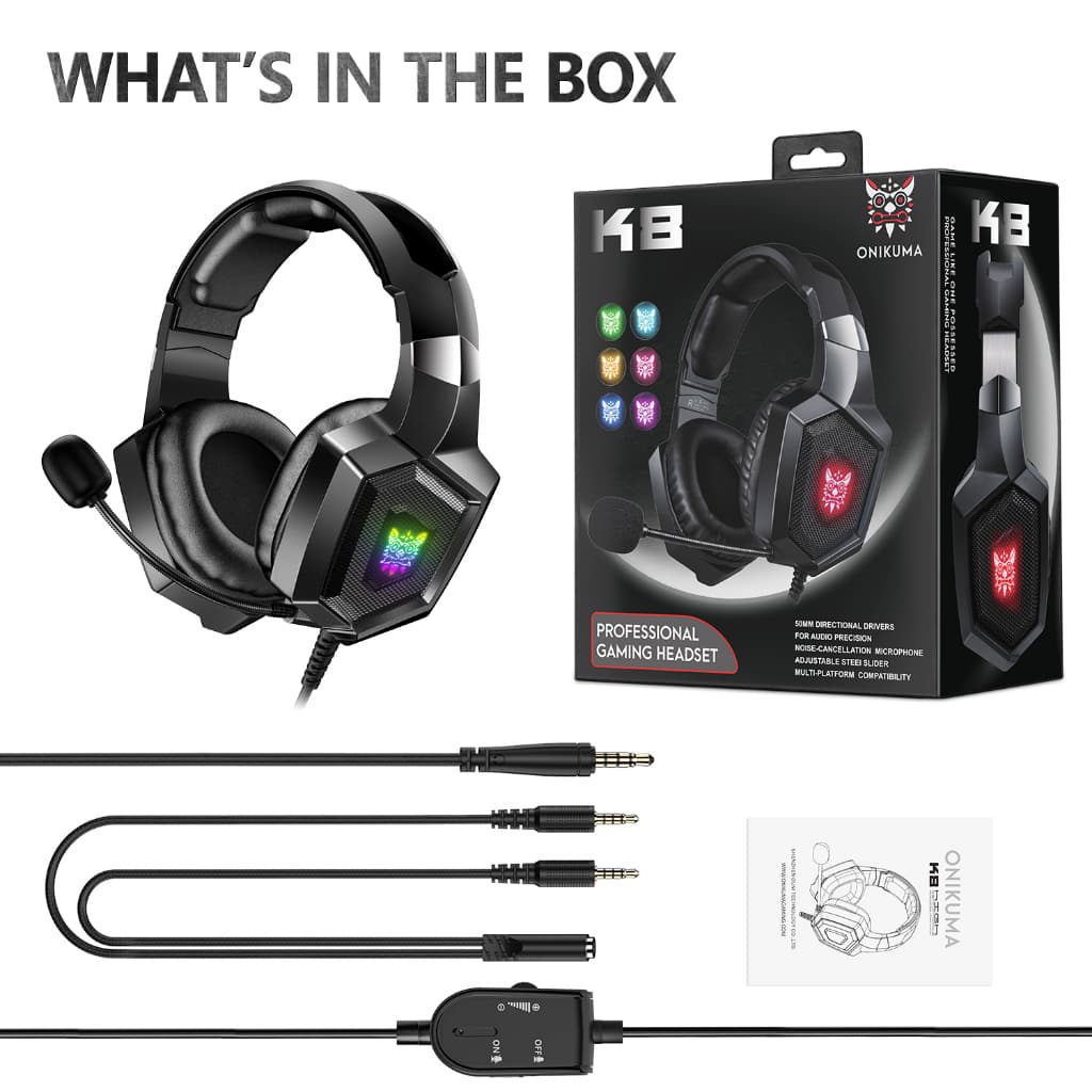 ONIKUMA K8 RGB Gaming Headset หูฟังเกมมิ่งใช้งานได้ทั้ง PC / Mobile / PS4 / XBOX / Nintendo-SW - 5