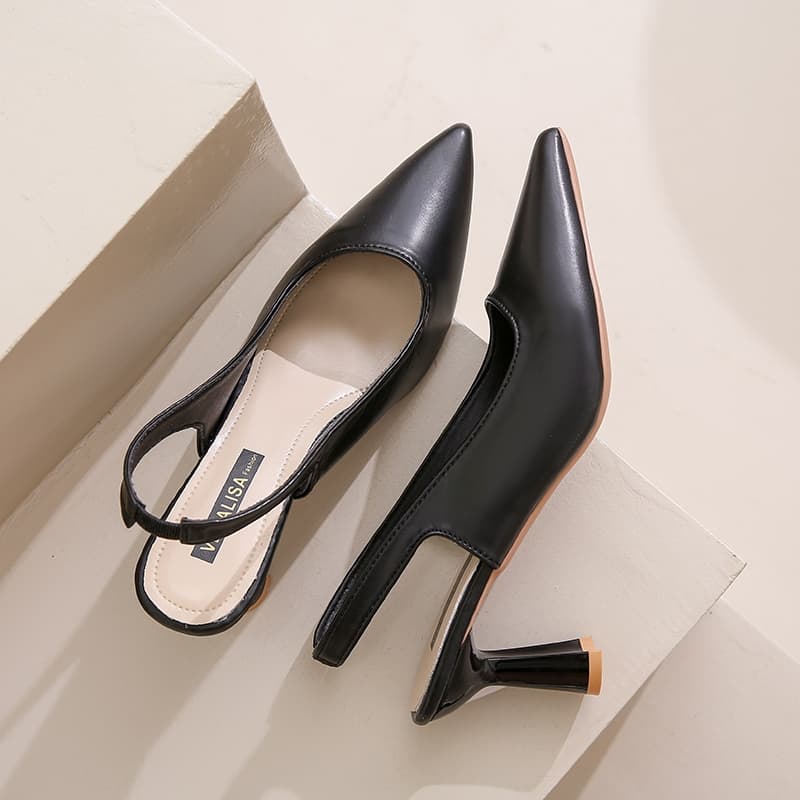 🧡พร้อมส่ง🧡รองเท้าส้นสูง รัดข้อเท้า สูง3 หนังแท้ นิ้วหัวแหลม สินค้าพร้อมส่ง ทรงสวยใส่ทำงาน ใส่เที่ยว - 6