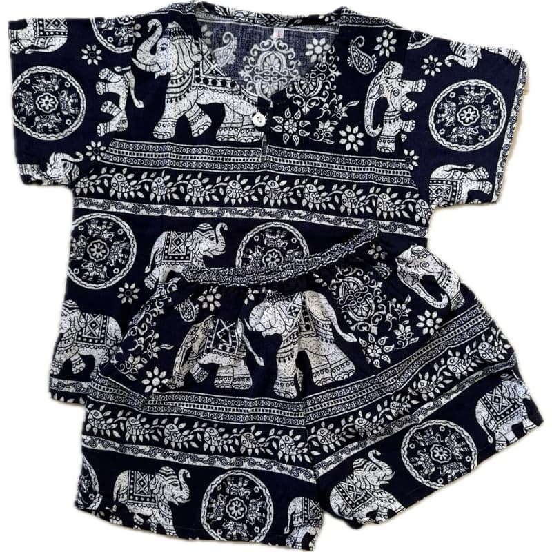 ชุดเด็กโปโลลายช้าง เนื้อผ้าเมมเบิดสปันสีไม่ตก(คละลาย)ให้ค่ะ - 2