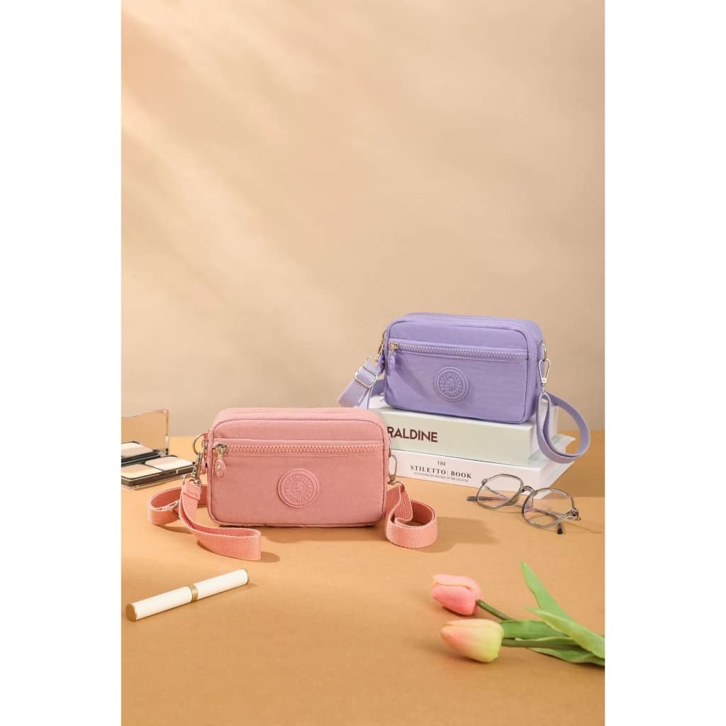 (B-555)🔥กระเป๋าสะพายข้างสําหรับผู้หญิง สไตล์เกาหลี เรียบง่าย ผ้าไนลอน กระเป๋าใส่โทรศัพท์มได้ 14สี - 5