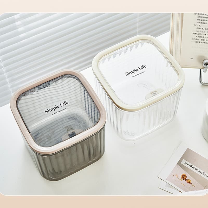 ถังขยะตั้งโต๊ะ แบบใส ขนาดเล็ก พร้อมฝาปิด หรูหรา สําหรับหอพัก ห้องนั่งเล่น สํานักงาน ห้องน้ํา - 3