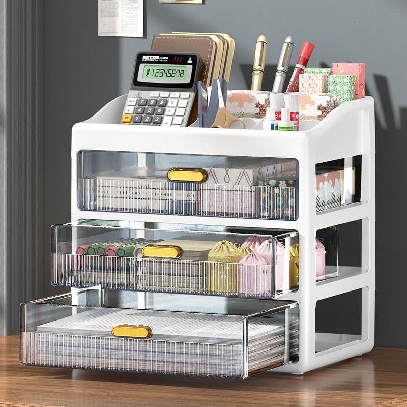 HEINOกว้าง27.6cmชั้นวางเครื่องสำอาง เรียบหรูดีไซน์โปร่งใสสวยงามกล่องเก็บเอนกประสงค์แบบมีลิ้นชัก - 4