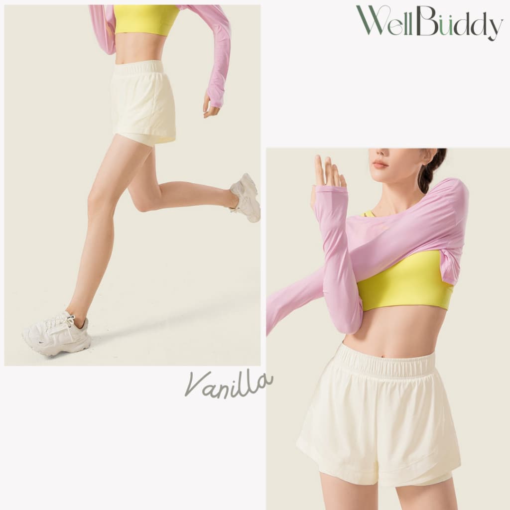 WellBuddy กางเกงวิ่งผู้หญิง มีซับในกันโป๊ ใส่มือถือได้ กางเกงออกกำลังกายขาสั้น (Cotton Cloud Pants) - 5