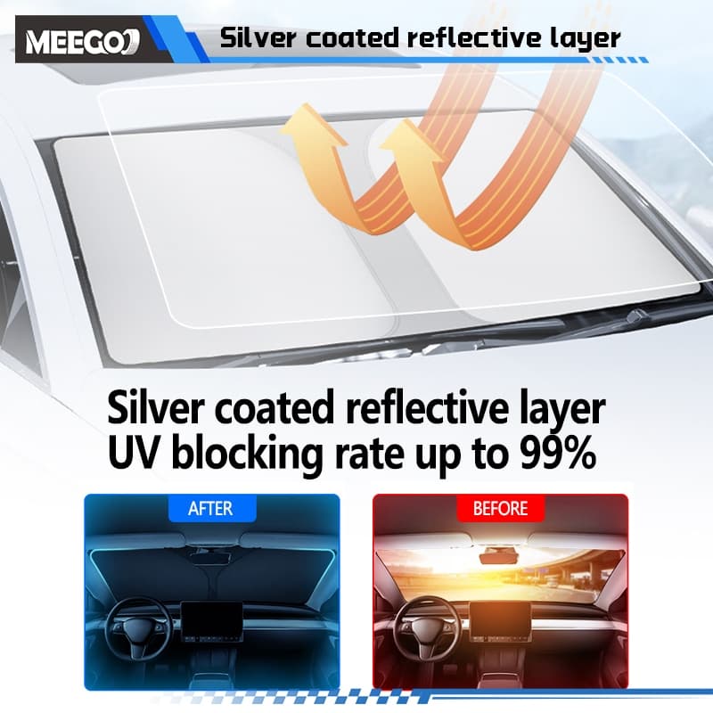MeeGoo ร่มกันแดดในรถยนต์ ม่านบังแดดรถ ร่มบังแดด รถกันแดด ฉนวนกันความร้อน กันUV แบบพับได้ ที่บังแดด - 2
