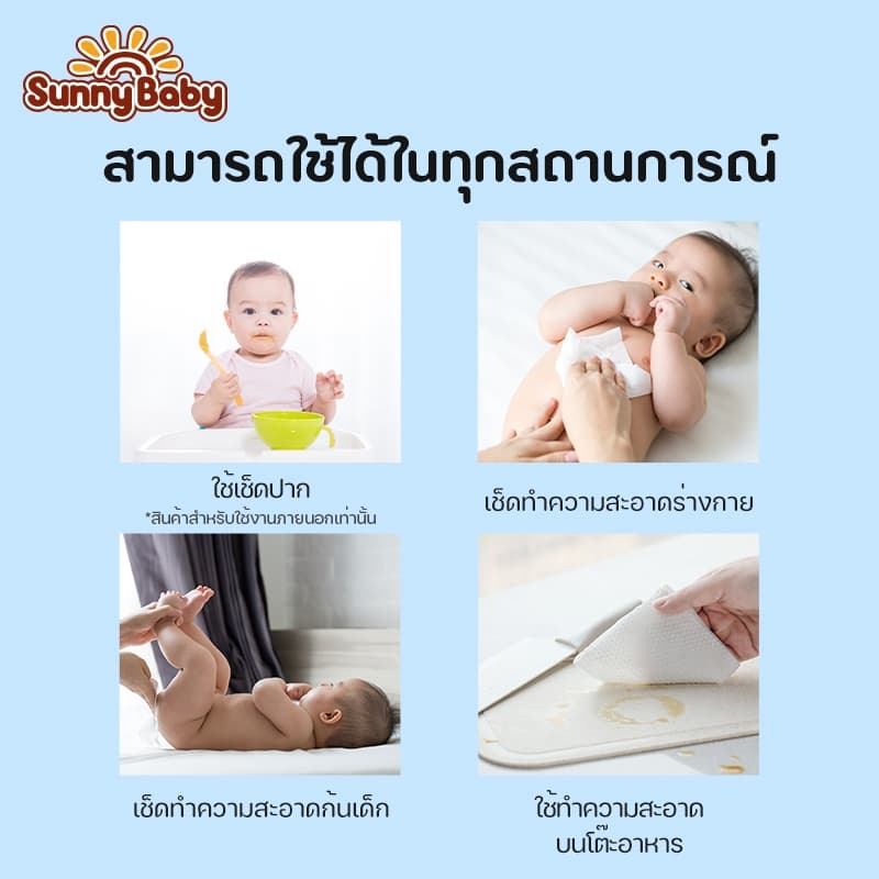 [1แถม1] Sunny Baby Wet Wipes ซันนี่เบบี้ ทิชชู่เปียกสำหรับเด็กผสมว่านหางจรเข้ ห่อใหญ่ 25/80แผ่น - 2