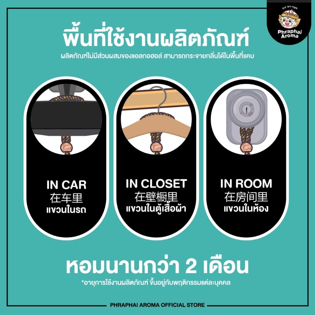 น้ำหอมรถยนต์ พระพายอโรม่า Phraphai Aroma น้ำหอมปรับอากาศ หอมนานกว่า 2 เดือน สินค้าแท้ สินค้าพร้อมส่ง - 3
