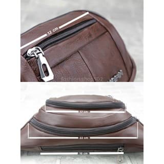 กระเป๋าคาดอก คาดเอว หนัง PU กันน้ำ กระเป๋าแฟชั่น Unisex ใส่วิ่ง ใส่เที่ยว ความจุเยอะ B-9 - 4