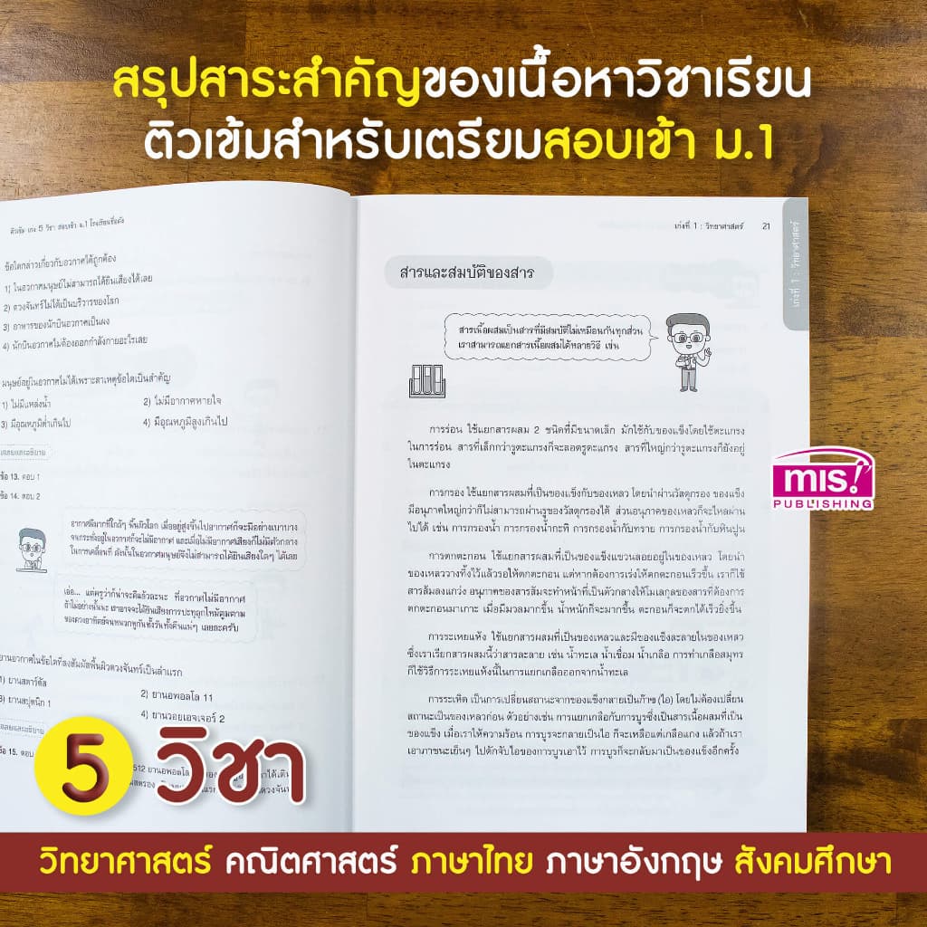 หนังสือติวเข้มเก่ง 5วิชา สอบเข้า ม.1 โรงเรียนชื่อดัง หนังสือเตรียมสอบ ม.1 หนังสือติว สรุปเนื้อหา ม.1 - 4