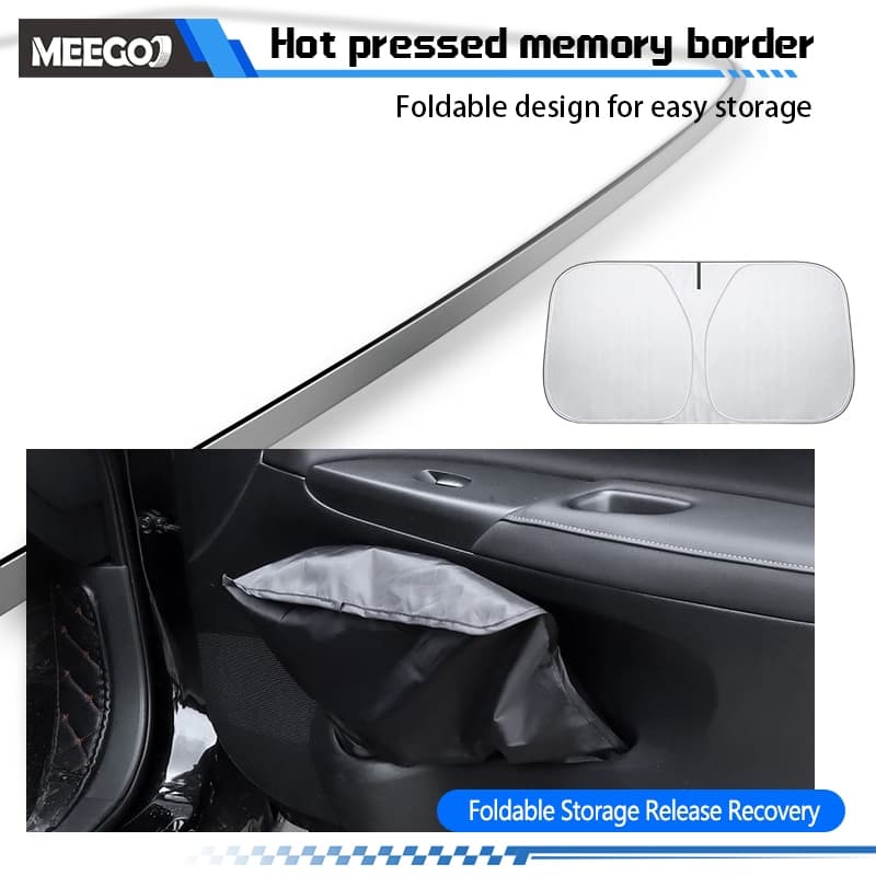 MeeGoo ร่มกันแดดในรถยนต์ ม่านบังแดดรถ ร่มบังแดด รถกันแดด ฉนวนกันความร้อน กันUV แบบพับได้ ที่บังแดด - 3