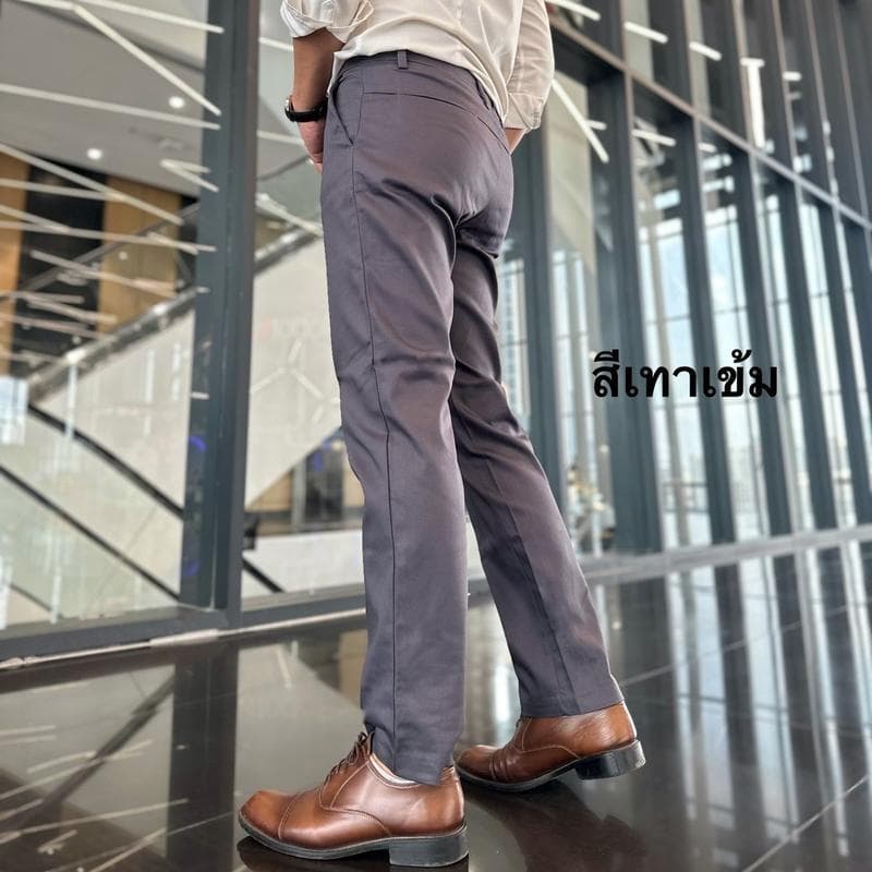 กางเกงสแล็ค ทรงกระบอกเล็ก ผ้ายืดเล็กน้อย เอวไม่ยืด มี 5 สี เอว28-38 - 1