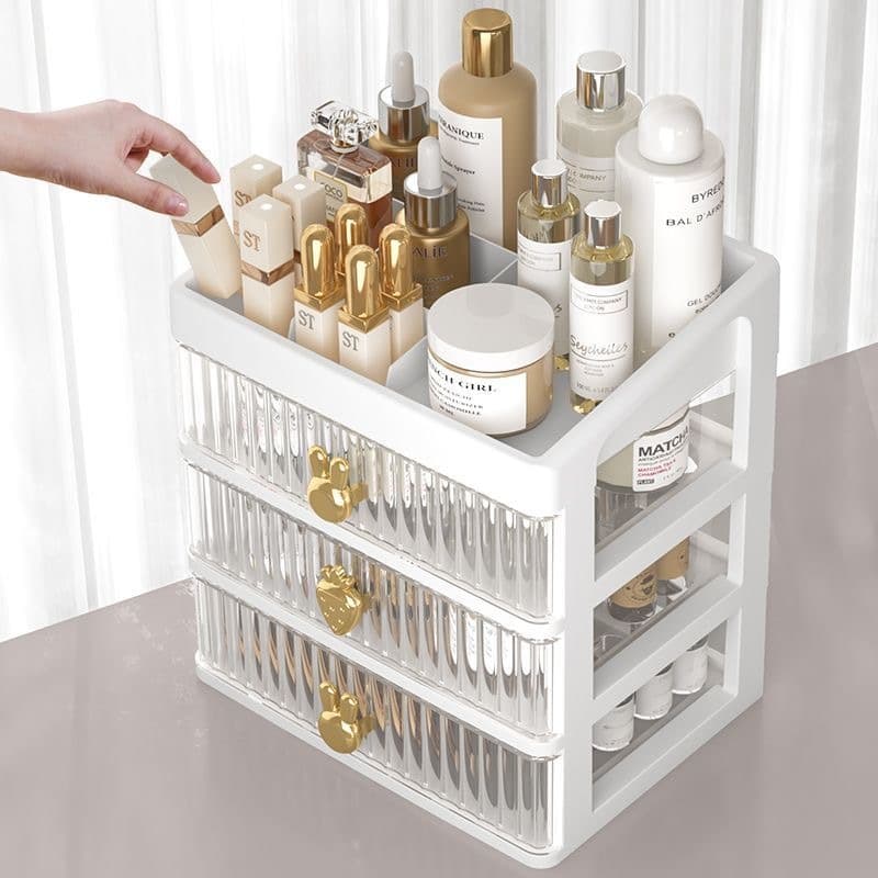 HEINOกว้าง27.6cmชั้นวางเครื่องสำอาง เรียบหรูดีไซน์โปร่งใสสวยงามกล่องเก็บเอนกประสงค์แบบมีลิ้นชัก - 3