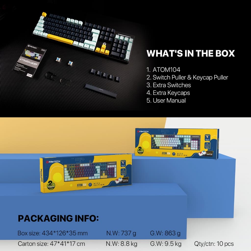FANTECH รุ่น MK889 คีย์บอร์ดเกมมิ่ง KEYBOARD MECHANICAL คีย์บอร์ด RGB ปรับไฟได้ 13 โหมด - 5