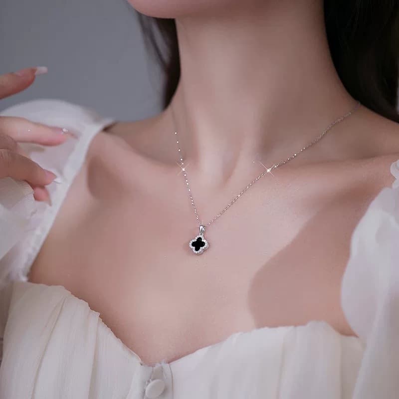 สร้อยคอ ชุบทอง จี้ใบโคลเวอร์สี่แฉก นําโชค ประดับคริสตัล แฟชั่นเกาหลี ให้เป็นของขวัญ สําหรับผู้หญิง - 5