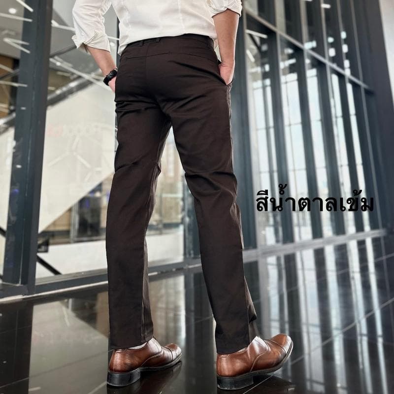 กางเกงสแล็ค ทรงกระบอกเล็ก ผ้ายืดเล็กน้อย เอวไม่ยืด มี 5 สี เอว28-38 - 4