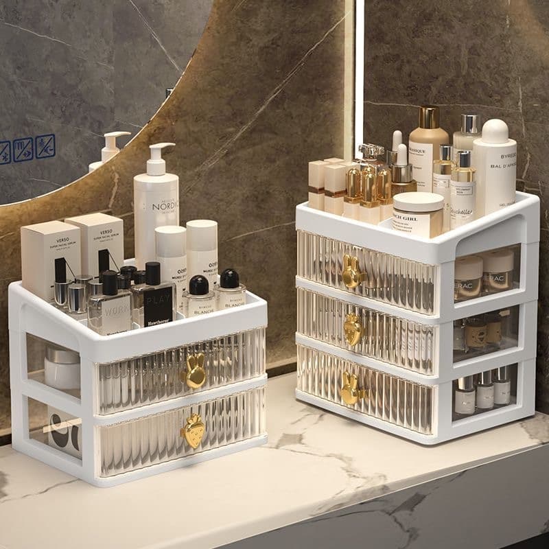 HEINOกว้าง27.6cmชั้นวางเครื่องสำอาง เรียบหรูดีไซน์โปร่งใสสวยงามกล่องเก็บเอนกประสงค์แบบมีลิ้นชัก - 2