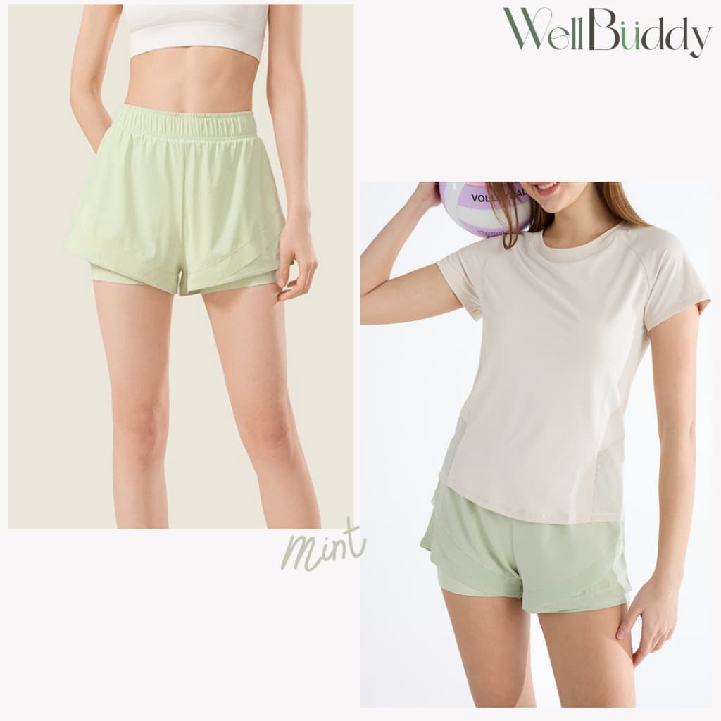 WellBuddy กางเกงวิ่งผู้หญิง มีซับในกันโป๊ ใส่มือถือได้ กางเกงออกกำลังกายขาสั้น (Cotton Cloud Pants) - 3