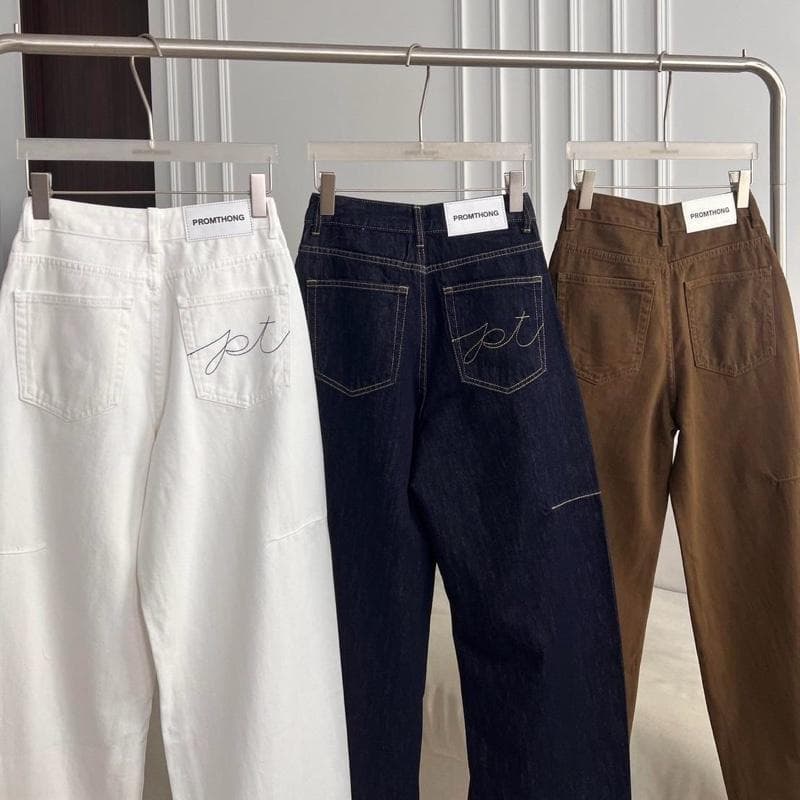 PTJ30270 Luna Barrel High-rise กางเกงยีนส์ PROMTHONG เอวสูงทรง Curved - 1