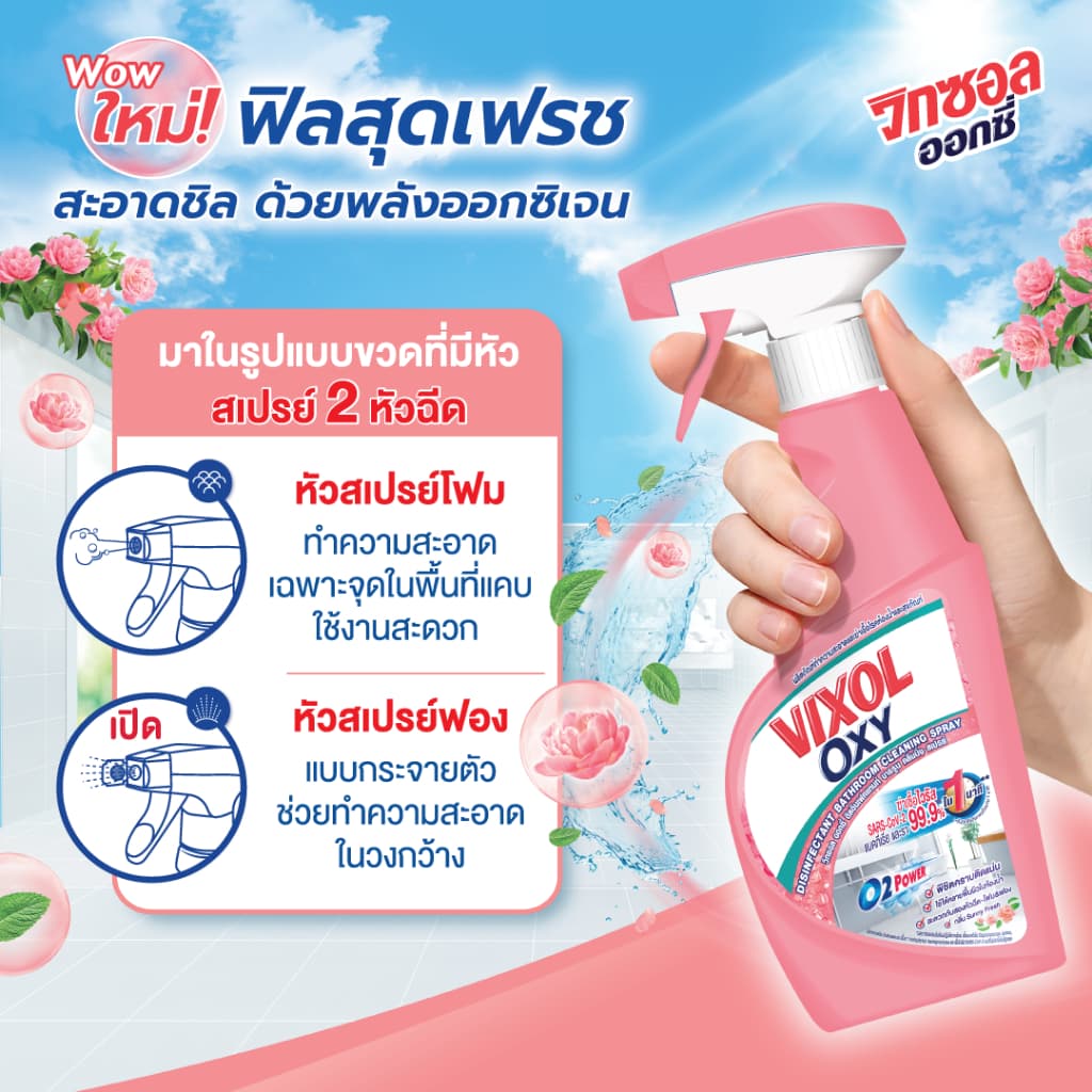 [ซื้อคู่] วิกซอล ออกซี่ น้ำยาล้างห้องน้ำและสุขภัณฑ์ 700 มล. และ สเปรย์ ขจัดคราบห้องน้ำ 500 มล. - 3