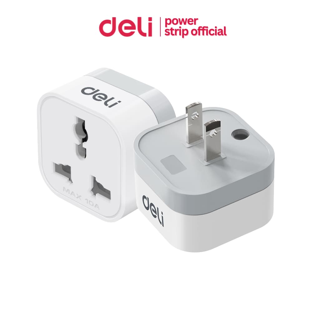 Deli ปลั๊กแปลง ปลั๊กแปลงขาสากล อแดปเตอร์แปลงขาปลั๊ก สองขาแบน กำลังไฟ 10A 2500W US Universal Adapter