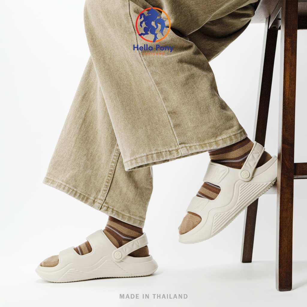 Hello Pony รองเท้าแตะรัดส้น ทรงมินิมอล รองเท้าแบบสวม สายคาดคู่ EVA แฟชั่น พื้นนุ่ม กันลื่น MHM4010
