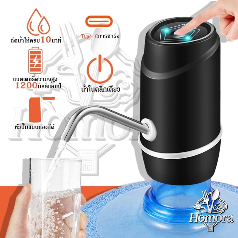 💦ปั๊มน้ำดื่มอัตโนมัติ เครื่องกดน้ำไฟฟ้าไร้สาย แบต 1200mAh ชาร์จ USB ใช้ได้กับถังน้ำและขวดน้ำทุกขนาด