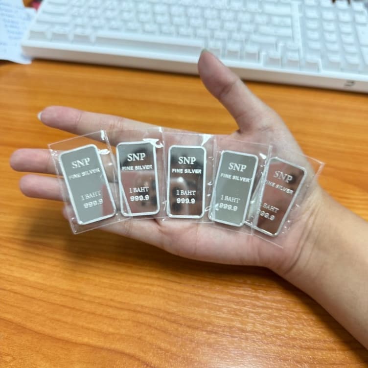 เงินแท่งบริสุทธิ์แท้ 99.99% น้ำหนัก 1 บาท (15.244 กรัม) ขายคืนได้ มีใบรับประกัน - 1