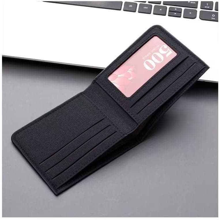 กระเป๋าสตางค์ ผ้าแคนวาส ใบสั้น ใส่บัตรเครดิตได้ สีดํา ฟ้า เทา แฟชั่นสําหรับผู้ชาย - 4