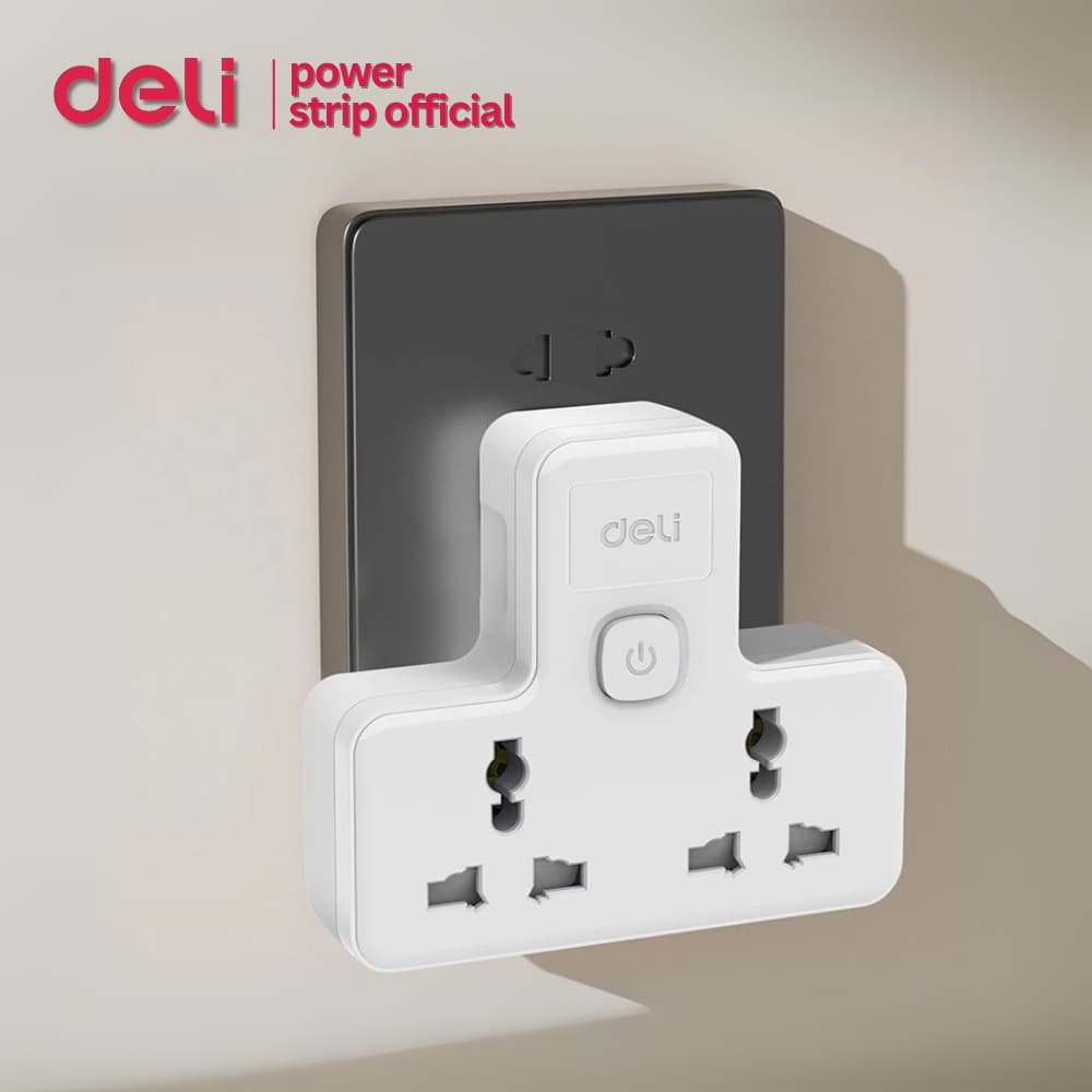 Deli ปลั๊กไฟ ปลั๊กแปลง ปลั๊กสากล ปลั๊กสามตา ไฟ 10A 2500W  ทนความร้อนได้ 750องศา Universal Adapter - 5