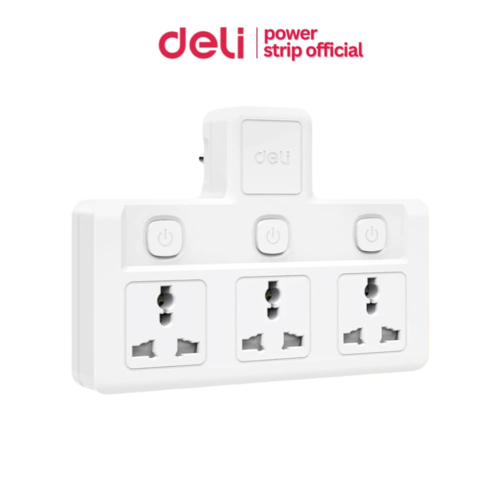 Deli ปลั๊กไฟ ปลั๊กแปลง ปลั๊กสากล ปลั๊กสามตา ไฟ 10A 2500W  ทนความร้อนได้ 750องศา Universal Adapter