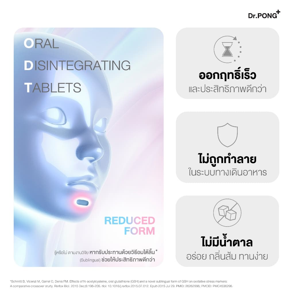 Dr.PONG GLUTA 250 SL กลูตาไธโอนเพื่อผิวกระจ่างใส สูตร Sublingual - 5
