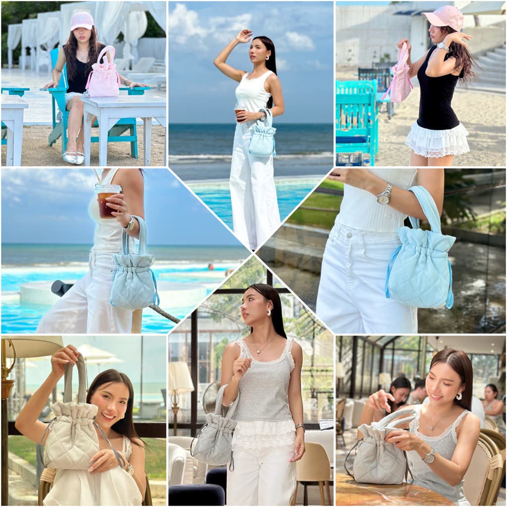 มี3 สี กระเป๋านุ่มนิ่ม เชือกรูด กระเป๋าถือสไตล์มินิมอล - 5