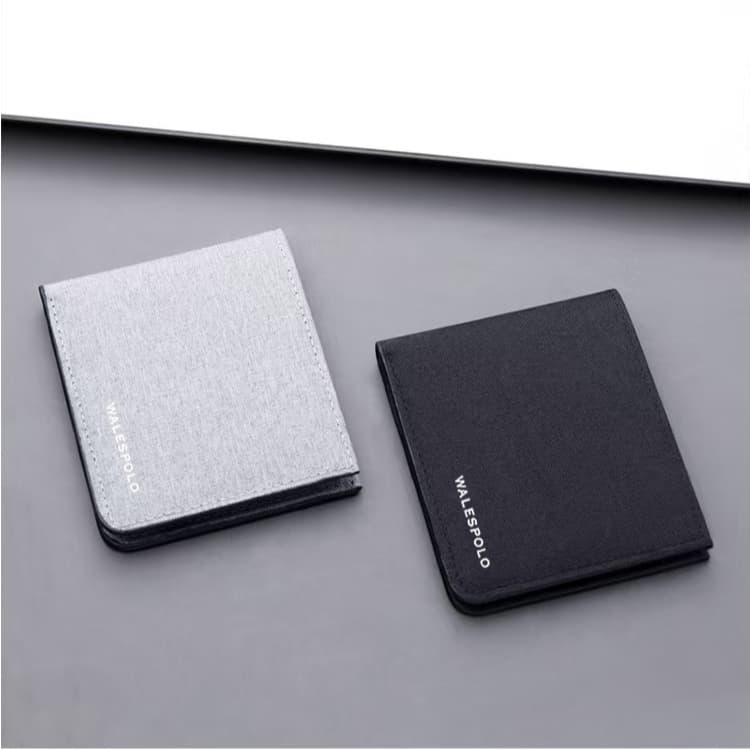 กระเป๋าสตางค์ ผ้าแคนวาส ใบสั้น ใส่บัตรเครดิตได้ สีดํา ฟ้า เทา แฟชั่นสําหรับผู้ชาย