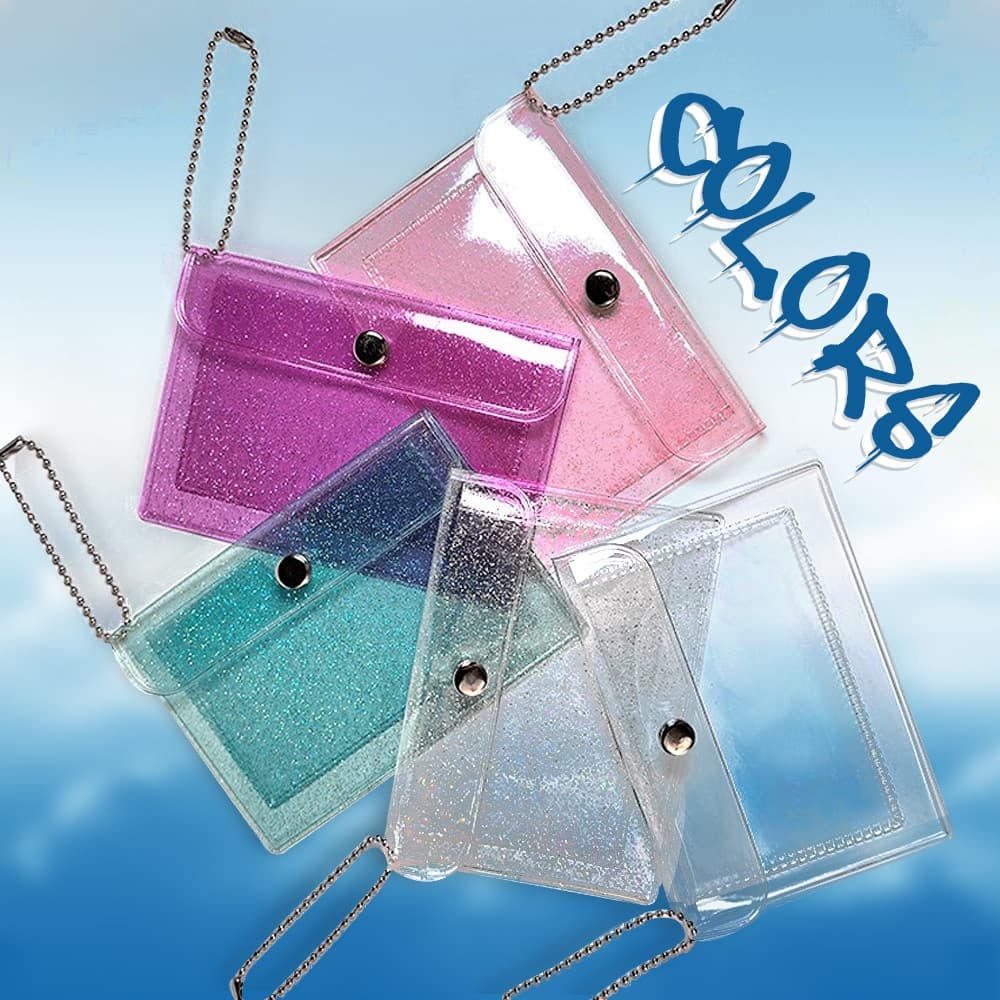 ERORO กระเป๋าสตางค์แบบใส มีกากเพชร มีกระดุมแม่เหล็ก หลากสีสัน จัดส่งจากประเทศไทย - 6