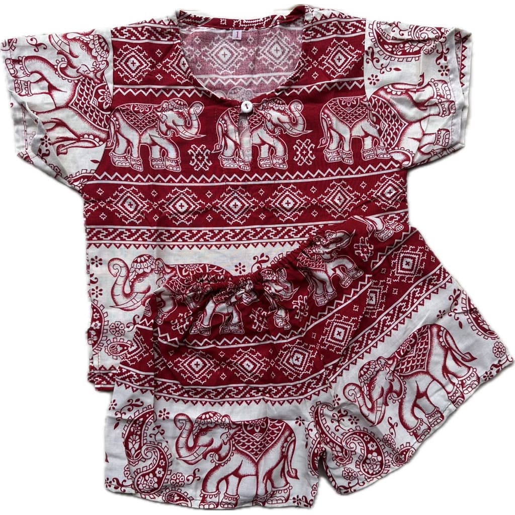 ชุดเด็กโปโลลายช้าง เนื้อผ้าเมมเบิดสปันสีไม่ตก(คละลาย)ให้ค่ะ - 4