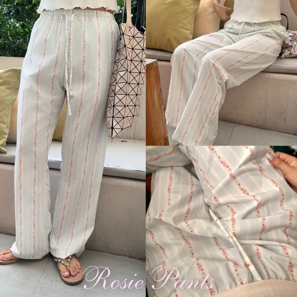 DOPEY.PUFFY / Rosie pants กางเกงขายาวผูกเชือกลายดอกไม้