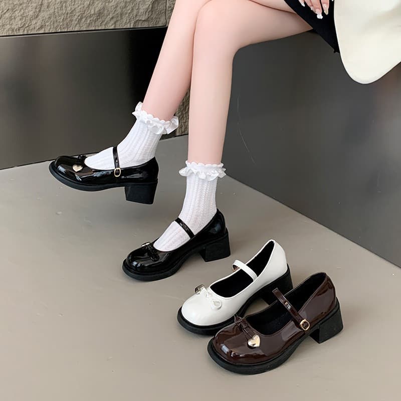 🔥ส่งจากไทย🔥รองเท้าแมรี่เจน สีพื้น ลายโบว์ สไตล์เกาหลี หนังนุ่ม โลลิต้าเจเค สไตล์ลำลอง