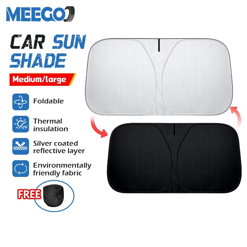 MeeGoo ร่มกันแดดในรถยนต์ ม่านบังแดดรถ ร่มบังแดด รถกันแดด ฉนวนกันความร้อน กันUV แบบพับได้ ที่บังแดด