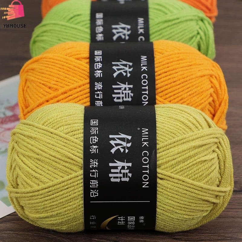 ไหมพรมคอตตอนนม 4ply น้ำหนัก50กรัมถักง่าย ถักโครเชต์ Milk cotton yarn พร้อมส่งจากไทย - 3